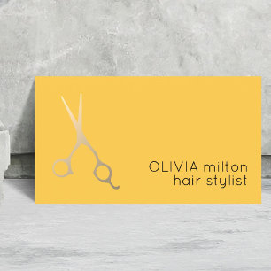 Tarjeta De Visita Yellow Faux Gold Scissors Hair Stylist