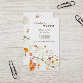Tarjeta De Visita Yellow Hibiscus & Swallow Elegant Floral Garden
