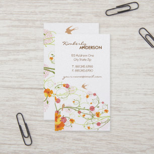 Tarjeta De Visita Yellow Hibiscus & Swallow Elegant Floral Garden
