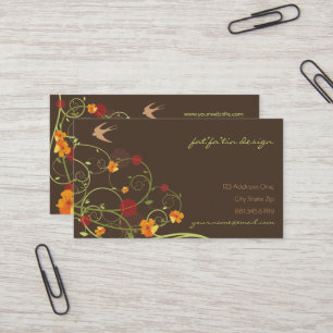 Tarjeta De Visita Yellow Hibiscus & Swallow Elegant Floral Garden