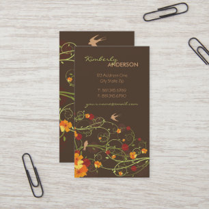 Tarjeta De Visita Yellow Hibiscus & Swallow Elegant Floral Garden