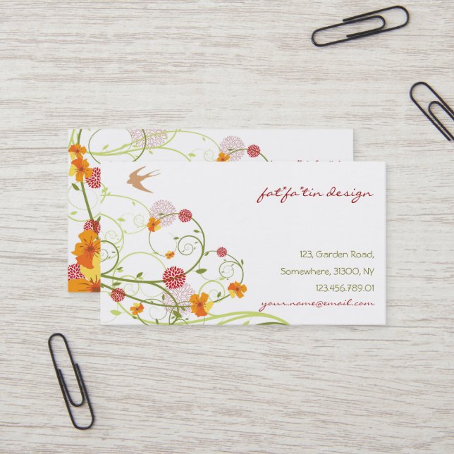 Tarjeta De Visita Yellow Hibiscus & Swallow Elegant Floral Garden (Anverso/Reverso In Situ)