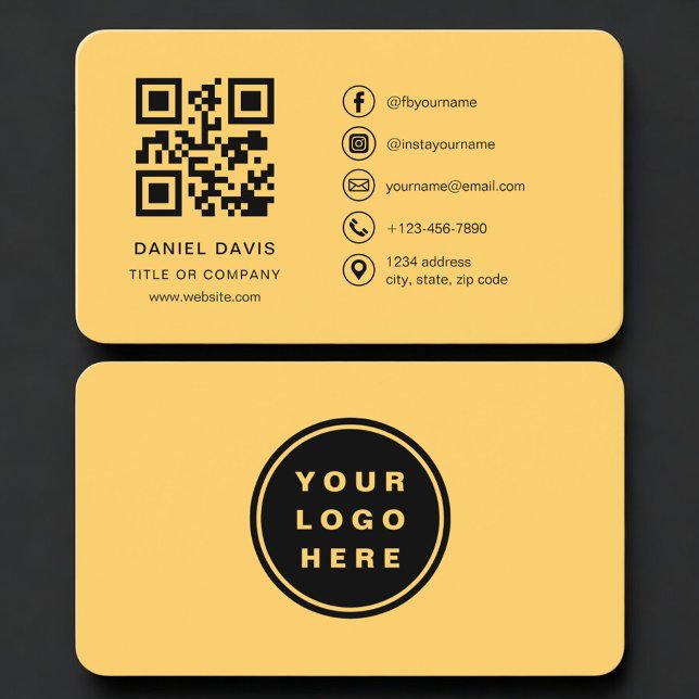 Tarjeta De Visita Yellow Professional Logo QR Code  (Subido por el creador)