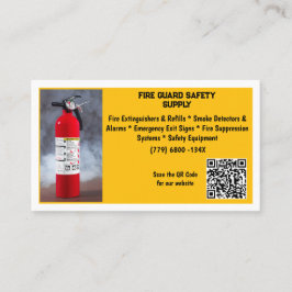 Tarjeta De Visita Yellow Red Fire Extinguisher Fire Safety  