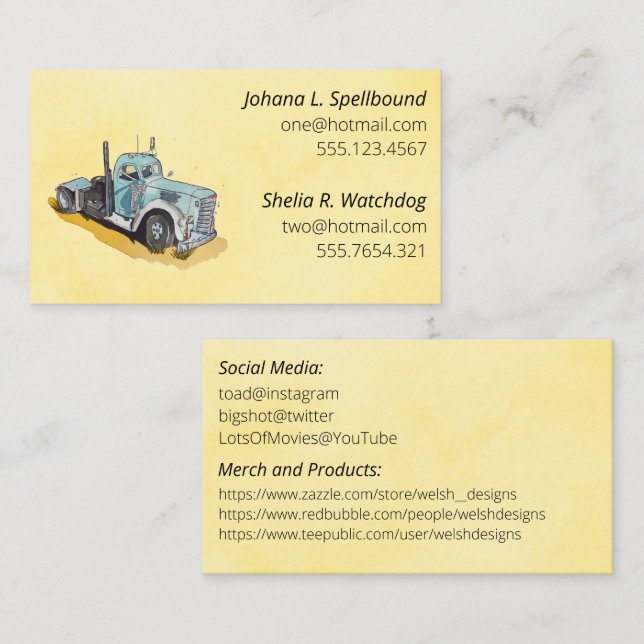 Tarjeta De Visita Yellow Social introduction calling card-semi (Anverso / Reverso)