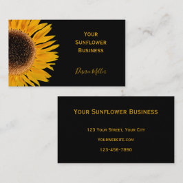 Tarjeta De Visita Yellow Sunflower Black Background Country Rustic