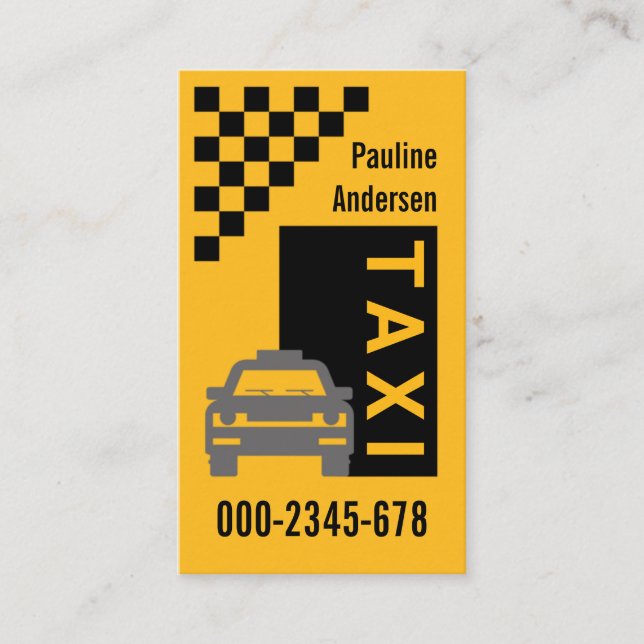 Tarjeta De Visita Yellow Taxi Black Check Box (Anverso)