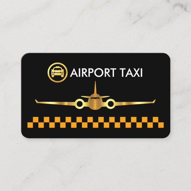 Tarjeta De Visita Yellow Taxi Boxes Gold Airplane (Anverso)