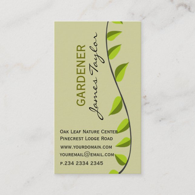 Tarjeta De Visita Yendo en alto al jardín Gardening Green Profession (Anverso)
