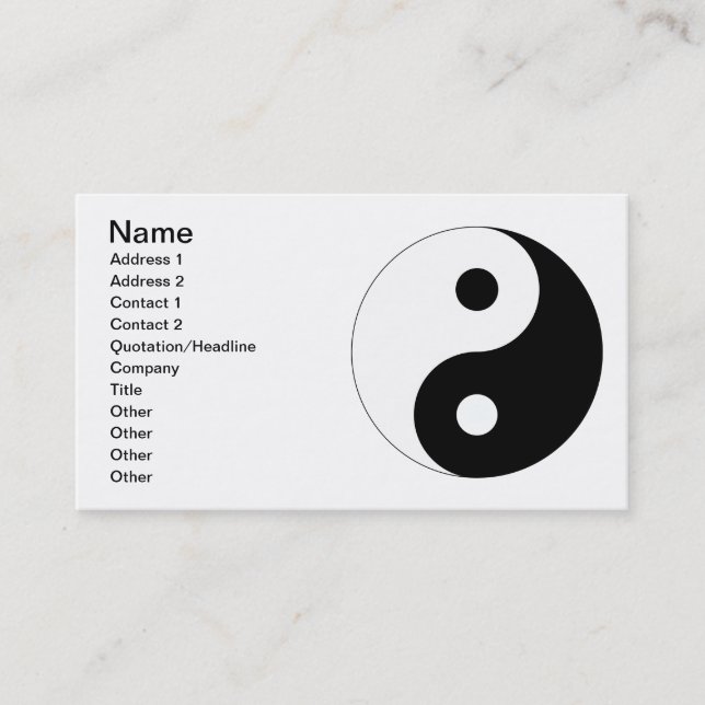 Tarjeta De Visita Yin pacífico Yang (Anverso)