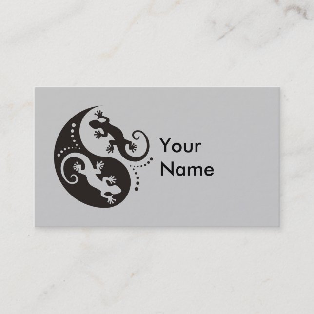 Tarjeta De Visita YIN y YANG Geckos negros + tu experiencia e idea (Anverso)