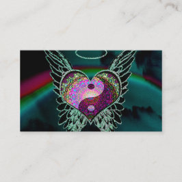 Tarjeta De Visita Yin Yang, alas del ángel y corazón