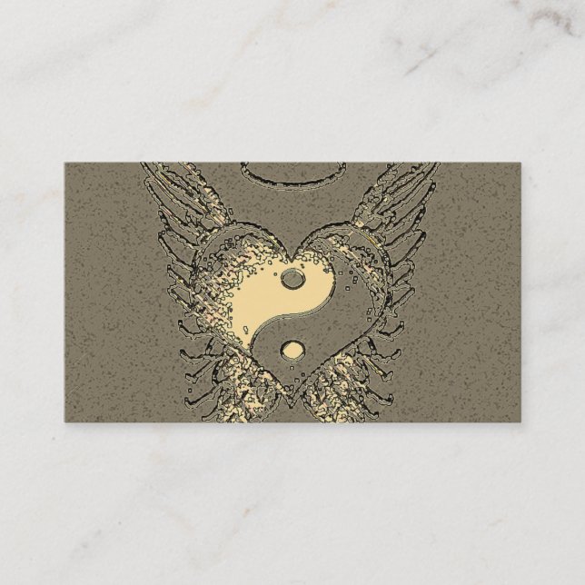 Tarjeta De Visita Yin Yang, Angel Wings and Heart (Anverso)