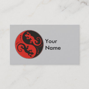 Tarjeta De Visita YIN & YANG Geckos rojo negro + tu idea de fondo