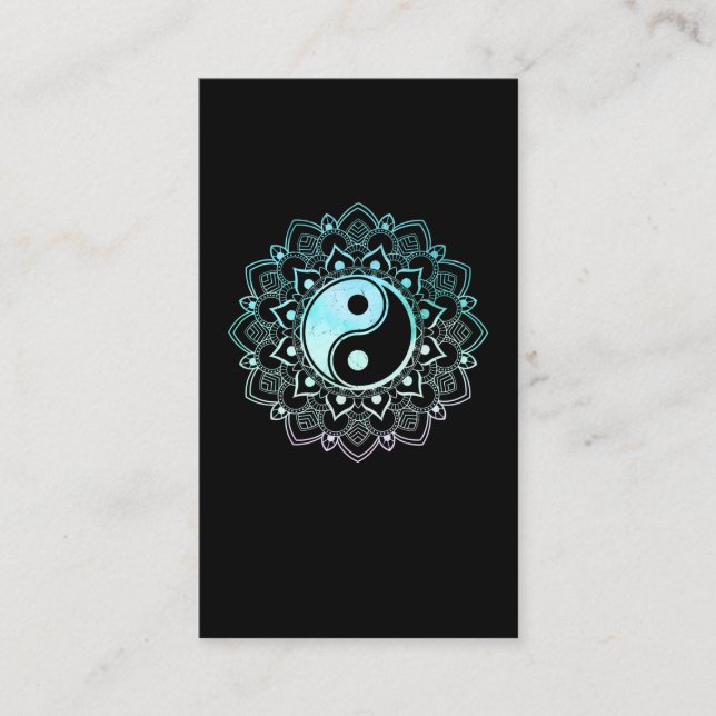 Tarjeta De Visita Yin Yang Lotus Mandala Maestro Espiritual de Reiki (Anverso)