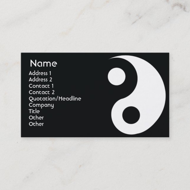 Tarjeta De Visita Yin Yang - negocio (Anverso)