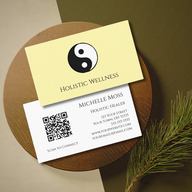 Tarjeta De Visita Yin Yang QR código Holistic Healthy Wellness (Subido por el creador)