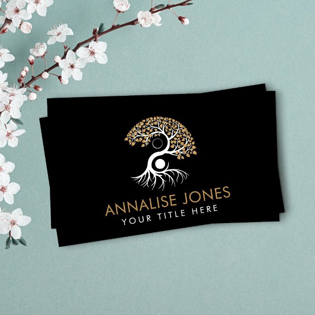 Tarjeta De Visita Yin Yang Tree - Hojas doradas (Subido por el creador)