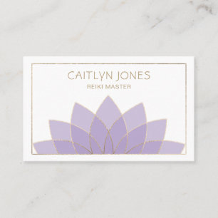 Tarjeta De Visita Yoga Con Logotipo Purple Y Gold Lotus   Reiki