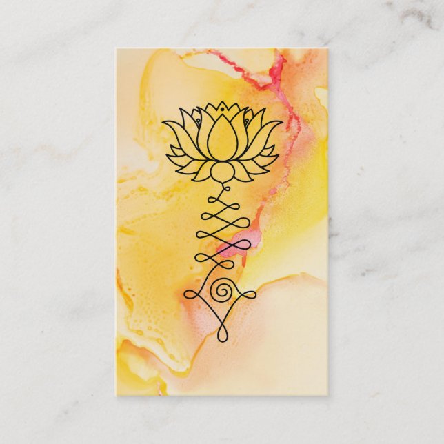 Tarjeta De Visita Yoga curativa amarillo-naranja Reiki de Lotus (Anverso)