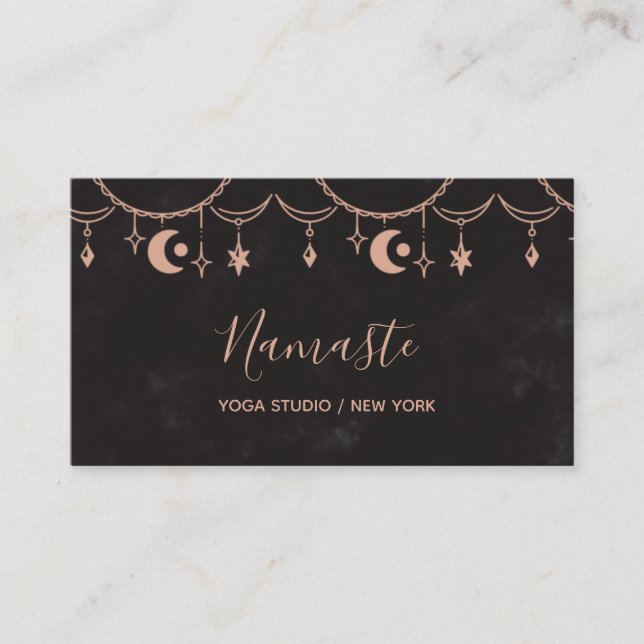 Tarjeta De Visita Yoga de elementos celestes modernos y elegantes (Anverso)