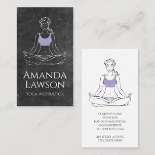 Tarjeta De Visita Yoga de meditación femenina   Gris pizarra