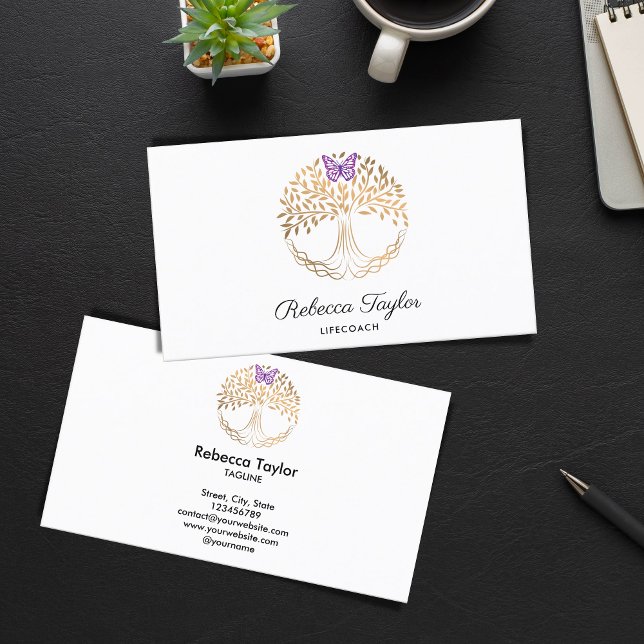 Tarjeta De Visita yoga de moda entrenador de vida árbol de paisaje d (Subido por el creador)
