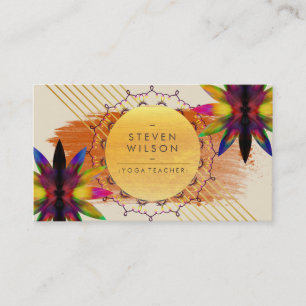 Tarjeta De Visita Yoga decorativa del arco iris de la flor de Lotus