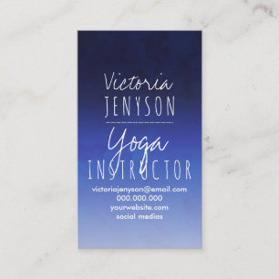 Tarjeta De Visita Yoga del ombre de la acuarela de los azules