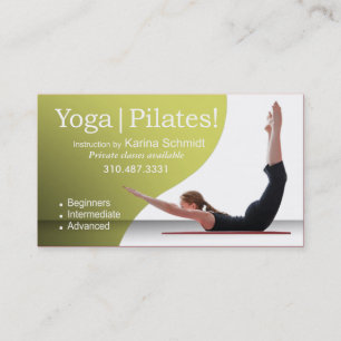 Tarjeta De Visita "Yoga el Pilates!" Instrucción de Pilates, clas