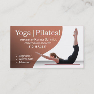 Tarjeta De Visita "Yoga el   Pilates!" Instrucción de Pilates, clas