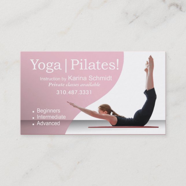 Tarjeta De Visita "Yoga el | Pilates!" Instrucción de Pilates, clase (Anverso)