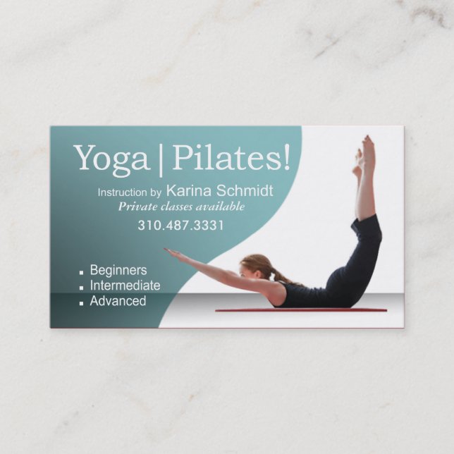 Tarjeta De Visita "Yoga el | Pilates!" Instrucción de Pilates, clase (Anverso)