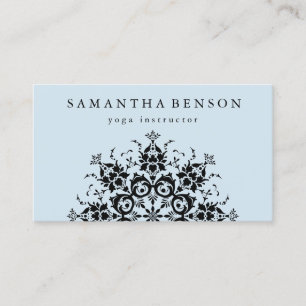 Tarjeta De Visita Yoga elegante del logotipo de la flor negra y