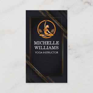 Tarjeta De Visita Yoga Estiramiento Logotipo Naranja Salud Fitness