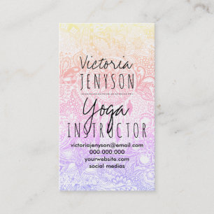 Tarjeta De Visita Yoga floral de los doodles del dreamcatcher