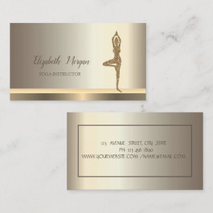 Tarjeta De Visita Yoga Gold Glitter Girl Champán