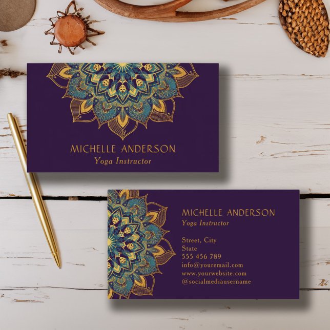 Tarjeta De Visita Yoga Gold Mandala (Yoga Gold Mandala Business Card)