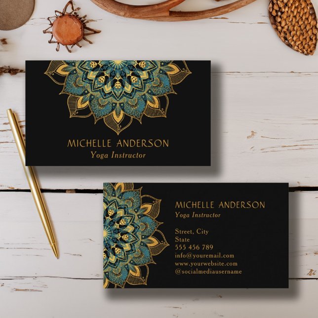 Tarjeta De Visita Yoga Gold Mandala (Yoga Gold Mandala Business Card)