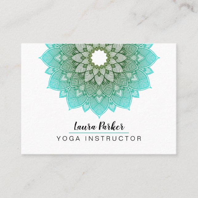 Tarjeta De Visita Yoga holística de la mandala de la meditación azul (Anverso)