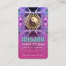Tarjeta De Visita Yoga holístico del yoga azul turquesa púrpura