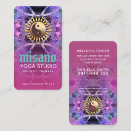 Tarjeta De Visita Yoga holístico del yoga azul turquesa púrpura