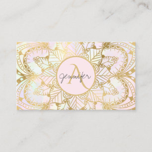 Tarjeta De Visita Yoga holográfico Gold Mandala irlandés