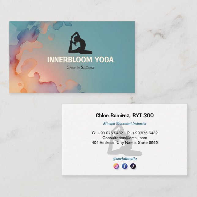 Tarjeta De Visita Yoga Instructor Business | Lava Energy (Anverso / Reverso)