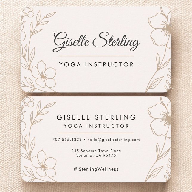 Tarjeta De Visita Yoga Instructor Floral (Subido por el creador)