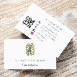 Tarjeta De Visita Yoga Instructor pose green retro