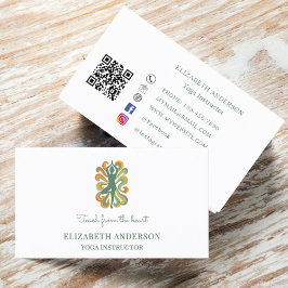 Tarjeta De Visita Yoga Instructor pose green retro slogan
