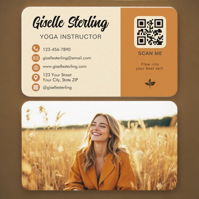 Tarjeta De Visita Yoga Instructor QR Code Photo (Subido por el creador)