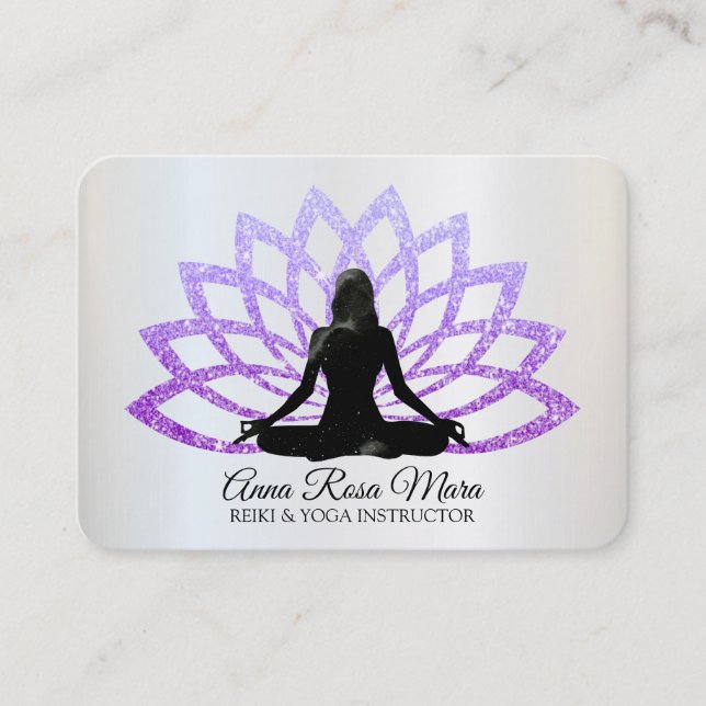 Tarjeta De Visita *~* Yoga Lavender Lotus Woman Healing Energy (Anverso)