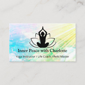 Tarjeta De Visita Yoga Lotus Instructor Reiki Life Coach Watercolor